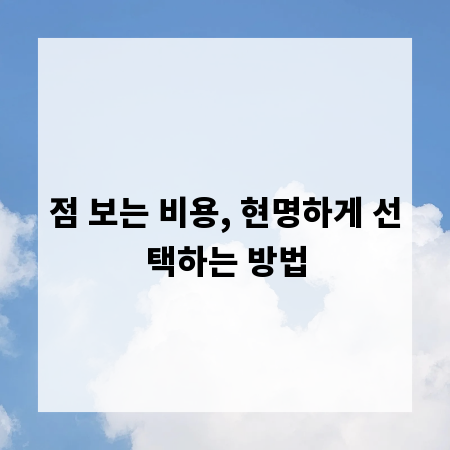 점 보는 비용, 현명하게 선택하는 방법