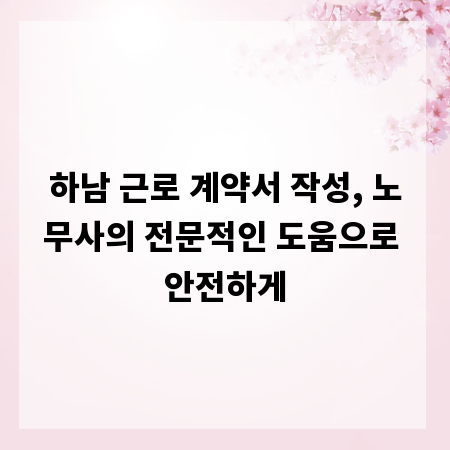 하남 근로 계약서 작성, 노무사의 전문적인 도움으로 안전하게