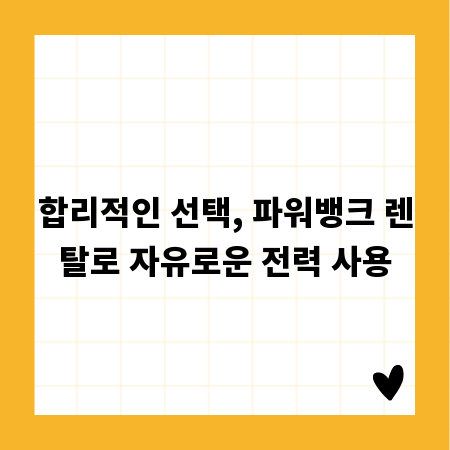 합리적인 선택, 파워뱅크 렌탈로 자유로운 전력 사용