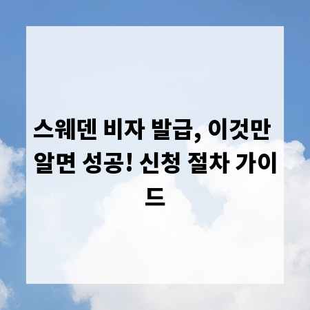 스웨덴 비자 발급, 이것만 알면 성공! 신청 절차 가이드