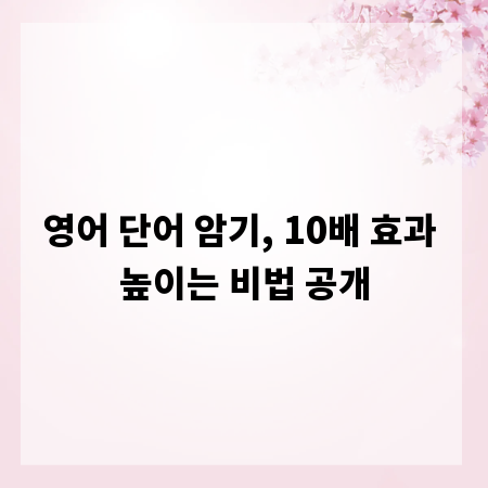 영어 단어 암기, 10배 효과 높이는 비법 공개