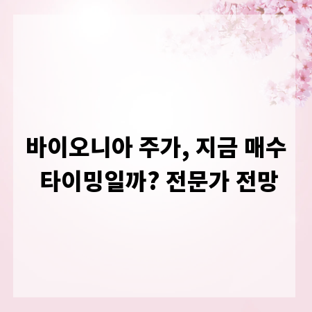 바이오니아 주가, 지금 매수 타이밍일까? 전문가 전망