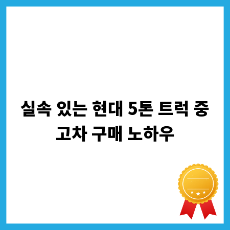 실속 있는 현대 5톤 트럭 중고차 구매 노하우