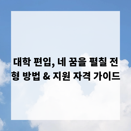 대학 편입, 네 꿈을 펼칠 전형 방법 & 지원 자격 가이드