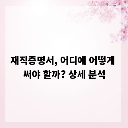 재직증명서, 어디에 어떻게 써야 할까? 상세 분석