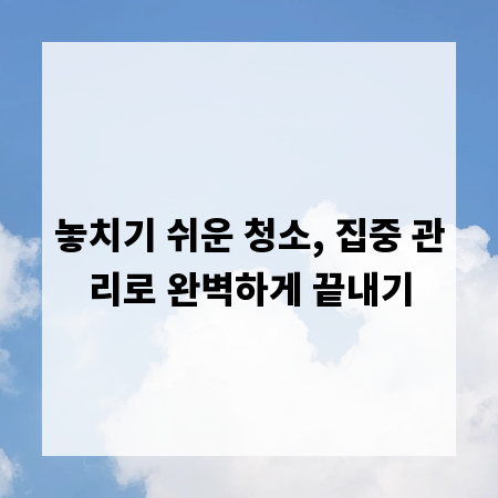 놓치기 쉬운 청소, 집중 관리로 완벽하게 끝내기