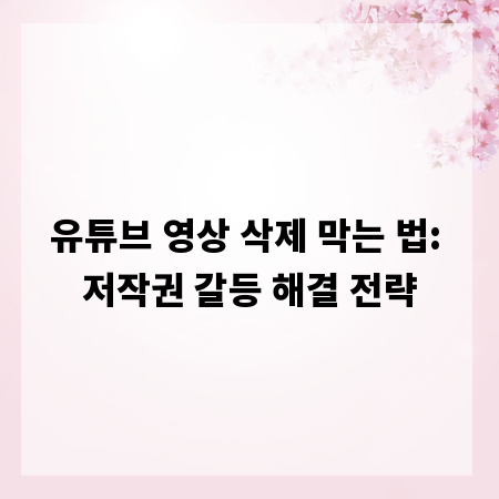유튜브 영상 삭제 막는 법: 저작권 갈등 해결 전략