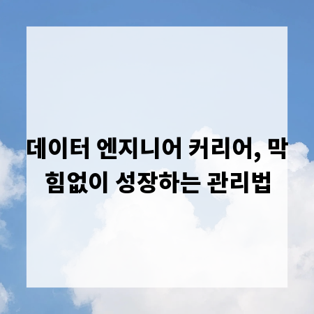 데이터 엔지니어 커리어, 막힘없이 성장하는 관리법