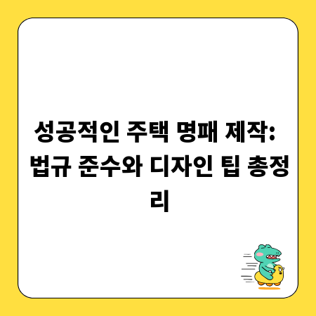 성공적인 주택 명패 제작: 법규 준수와 디자인 팁 총정리