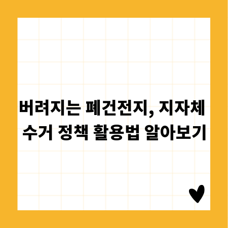 버려지는 폐건전지, 지자체 수거 정책 활용법 알아보기