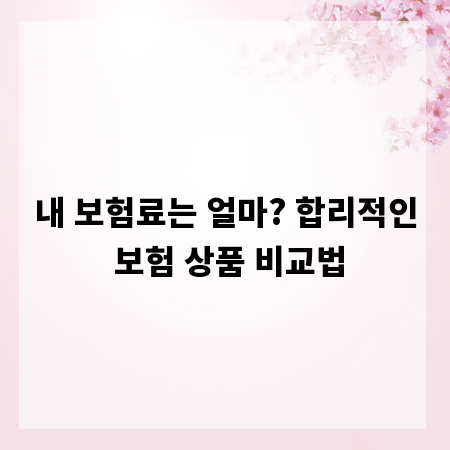 내 보험료는 얼마? 합리적인 보험 상품 비교법