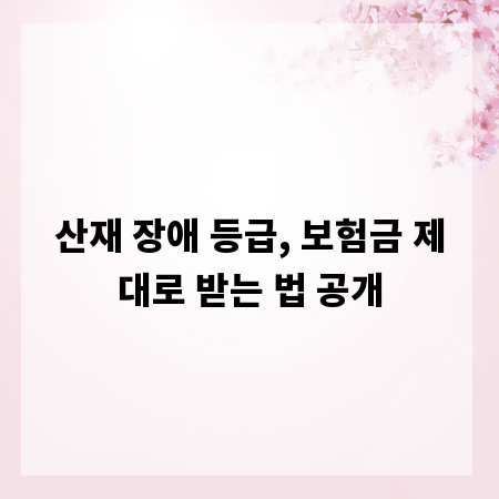 산재 장애 등급, 보험금 제대로 받는 법 공개