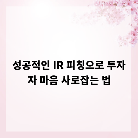 성공적인 IR 피칭으로 투자자 마음 사로잡는 법