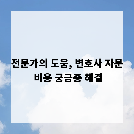 전문가의 도움, 변호사 자문 비용 궁금증 해결