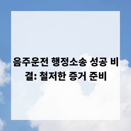 음주운전 행정소송 성공 비결: 철저한 증거 준비