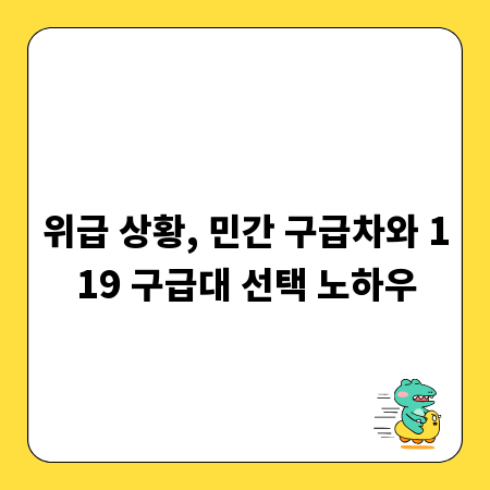위급 상황, 민간 구급차와 119 구급대 선택 노하우