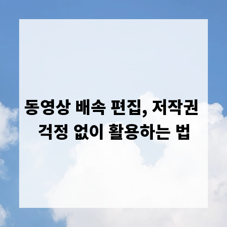 동영상 배속 편집, 저작권 걱정 없이 활용하는 법