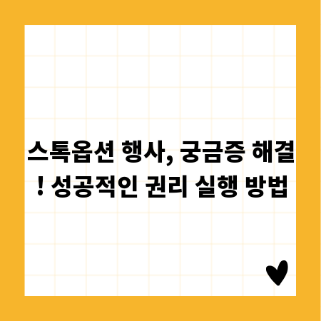 스톡옵션 행사, 궁금증 해결! 성공적인 권리 실행 방법