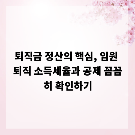 퇴직금 정산의 핵심, 임원 퇴직 소득세율과 공제 꼼꼼히 확인하기