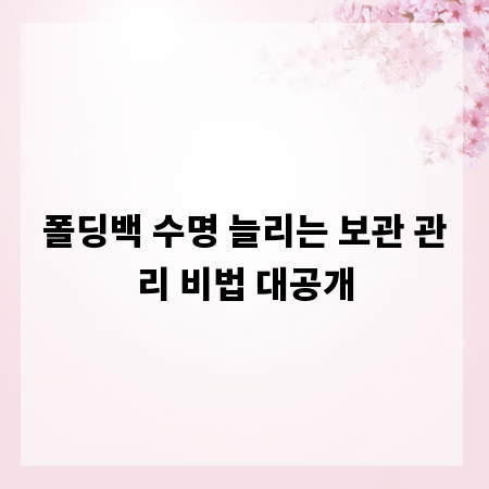 폴딩백 수명 늘리는 보관 관리 비법 대공개