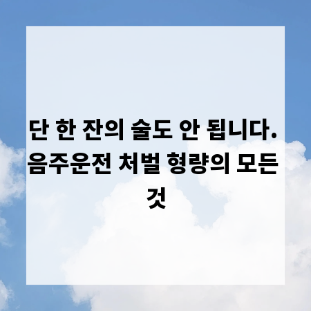 단 한 잔의 술도 안 됩니다. 음주운전 처벌 형량의 모든 것