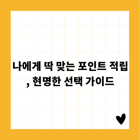 나에게 딱 맞는 포인트 적립, 현명한 선택 가이드