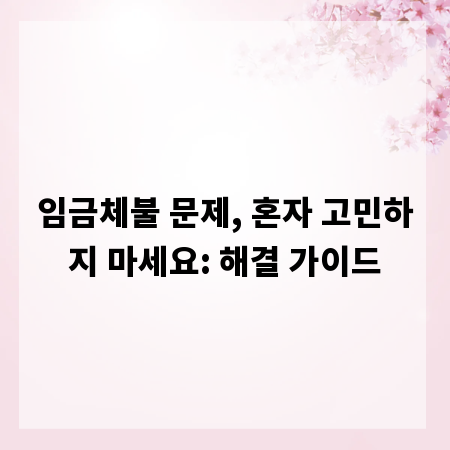 임금체불 문제, 혼자 고민하지 마세요: 해결 가이드