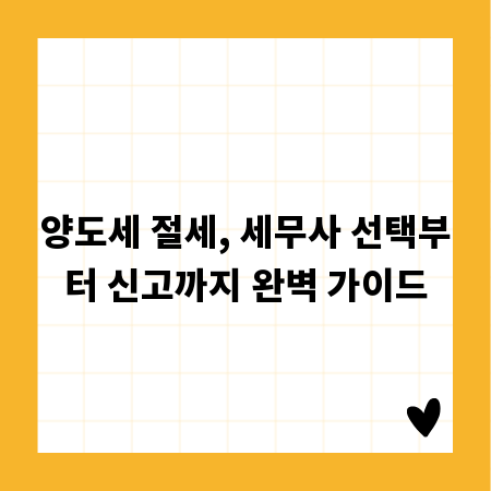 양도세 절세, 세무사 선택부터 신고까지 완벽 가이드