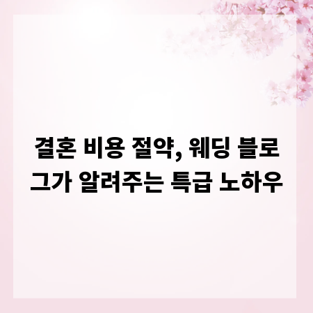 결혼 비용 절약, 웨딩 블로그가 알려주는 특급 노하우
