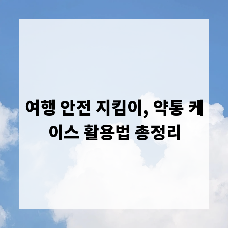 여행 안전 지킴이, 약통 케이스 활용법 총정리