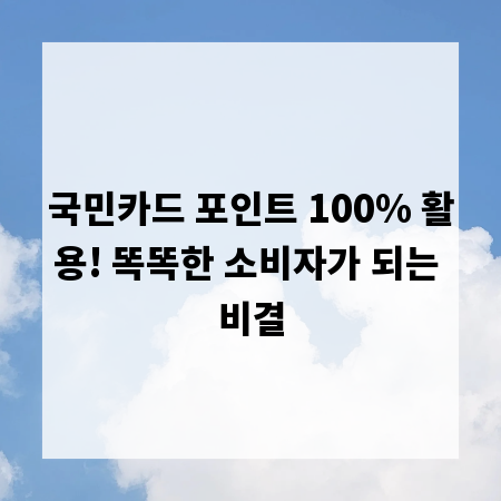 국민카드 포인트 100% 활용! 똑똑한 소비자가 되는 비결