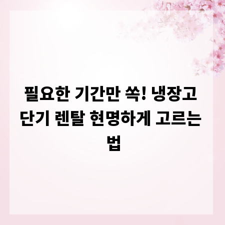 필요한 기간만 쏙! 냉장고 단기 렌탈 현명하게 고르는 법