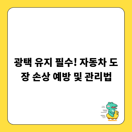 광택 유지 필수! 자동차 도장 손상 예방 및 관리법