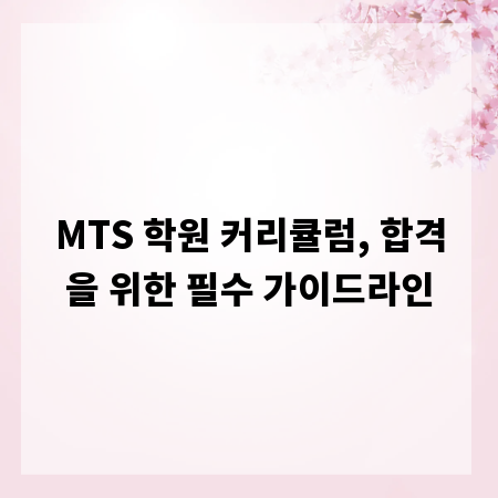 MTS 학원 커리큘럼, 합격을 위한 필수 가이드라인