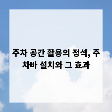 주차 공간 활용의 정석, 주차바 설치와 그 효과