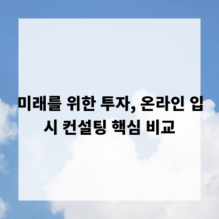 미래를 위한 투자, 온라인 입시 컨설팅 핵심 비교
