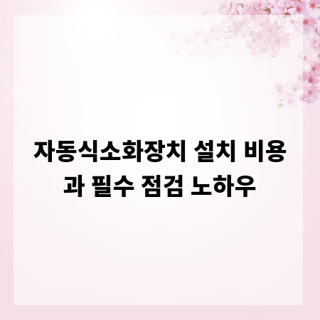 자동식소화장치 설치 비용과 필수 점검 노하우