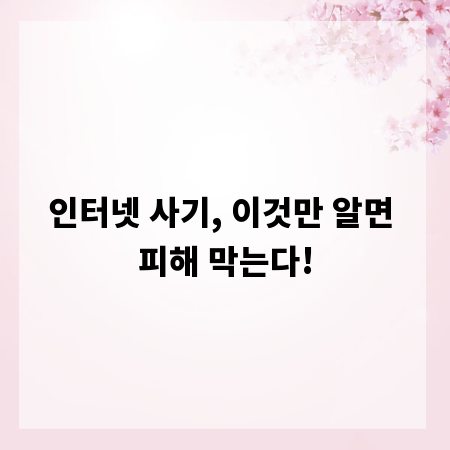 인터넷 사기, 이것만 알면 피해 막는다!