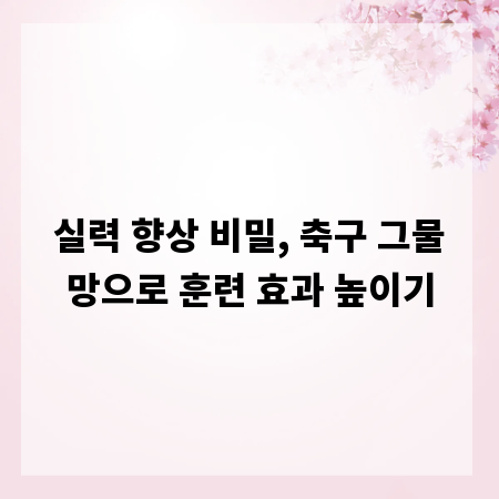 실력 향상 비밀, 축구 그물망으로 훈련 효과 높이기