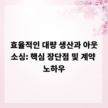 효율적인 대량 생산과 아웃소싱: 핵심 장단점 및 계약 노하우