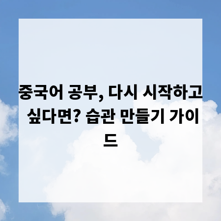 중국어 공부, 다시 시작하고 싶다면? 습관 만들기 가이드