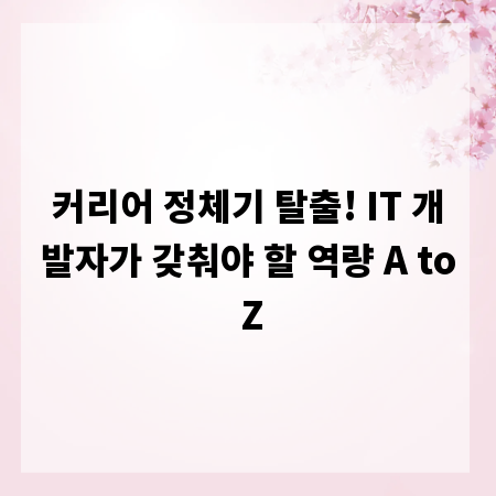 커리어 정체기 탈출! IT 개발자가 갖춰야 할 역량 A to Z