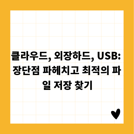 클라우드, 외장하드, USB: 장단점 파헤치고 최적의 파일 저장 찾기