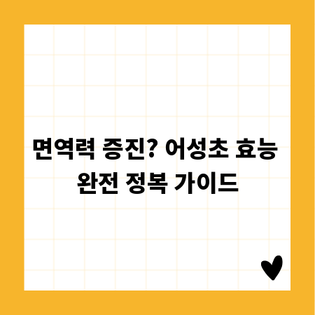 면역력 증진? 어성초 효능 완전 정복 가이드