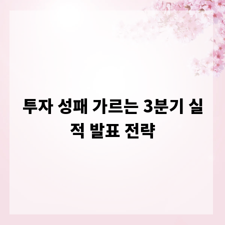 투자 성패 가르는 3분기 실적 발표 전략