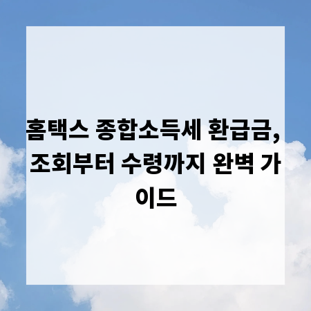 홈택스 종합소득세 환급금, 조회부터 수령까지 완벽 가이드