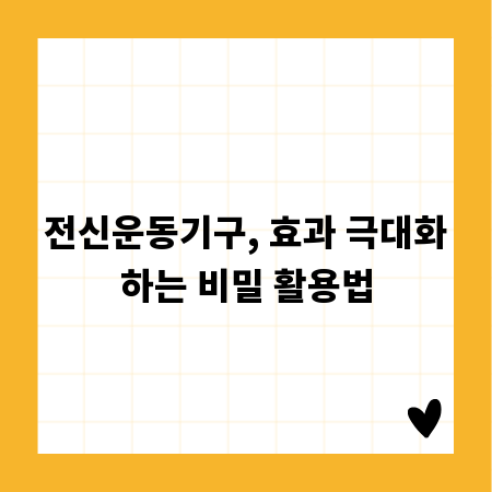 전신운동기구, 효과 극대화하는 비밀 활용법