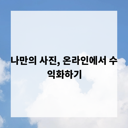 나만의 사진, 온라인에서 수익화하기