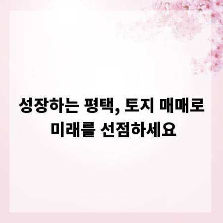 성장하는 평택, 토지 매매로 미래를 선점하세요