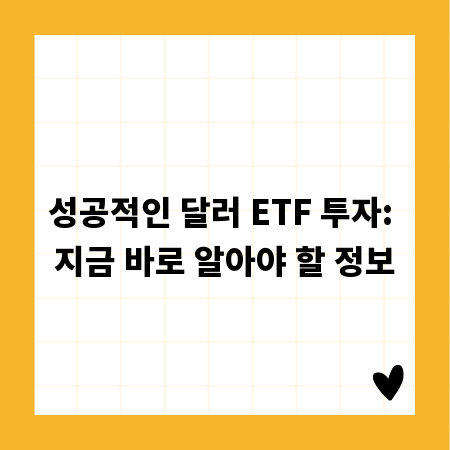 성공적인 달러 ETF 투자: 지금 바로 알아야 할 정보